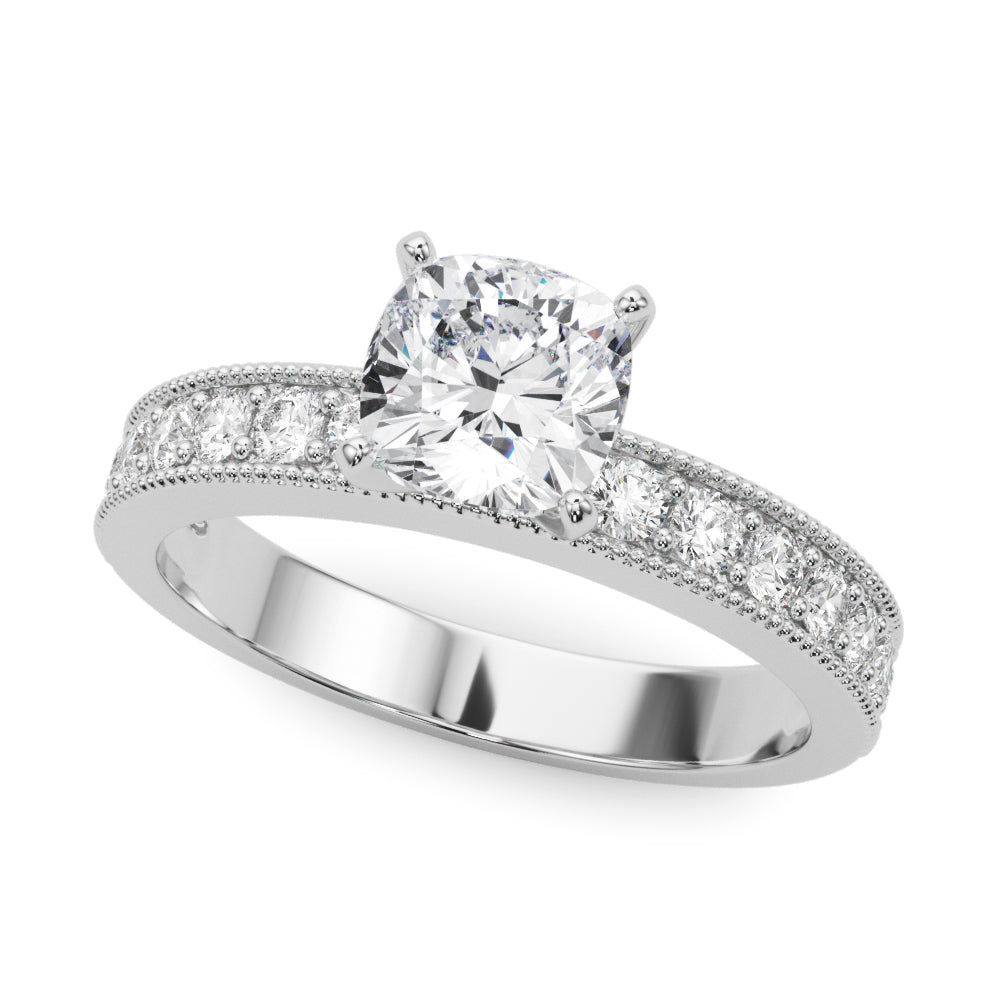 Couture Diamond Eng-Ring Round Diamond Engagement Ring — 9K/18K Gold & Platinum