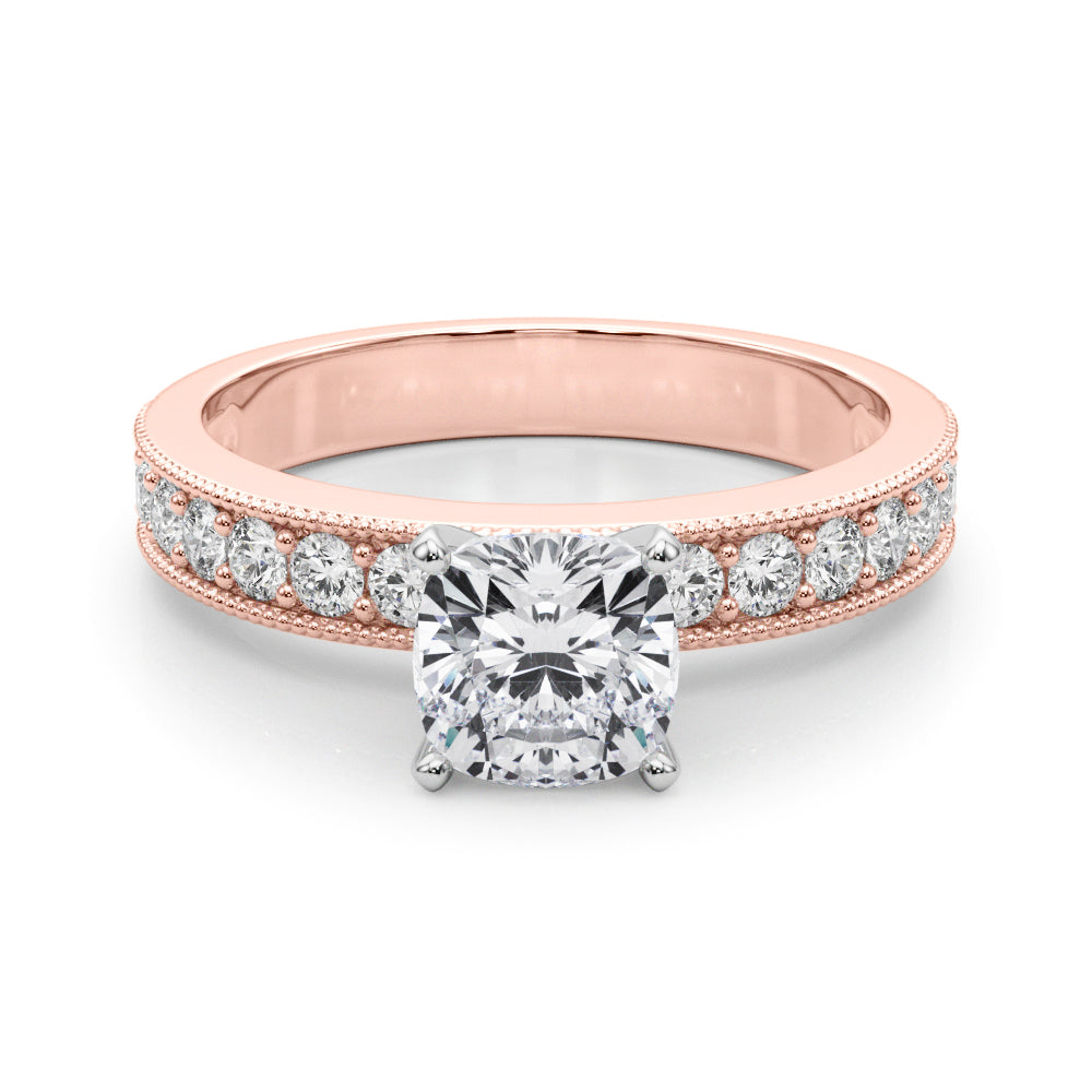 Couture Diamond Eng-Ring Round Diamond Engagement Ring — 9K/18K Gold & Platinum