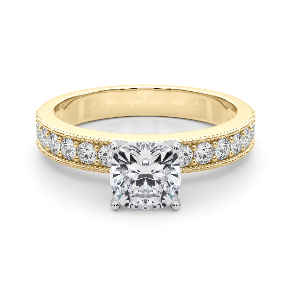Couture Diamond Eng-Ring Round Diamond Engagement Ring — 9K/18K Gold & Platinum