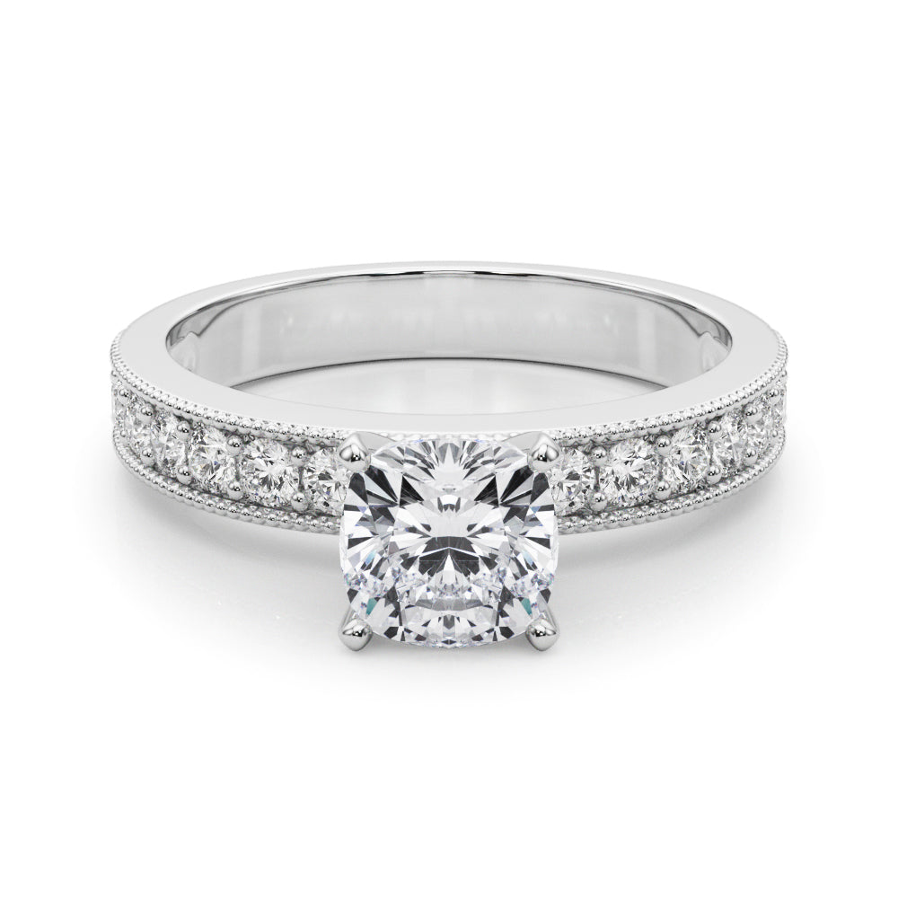 Couture Diamond Eng-Ring Round Diamond Engagement Ring — 9K/18K Gold & Platinum