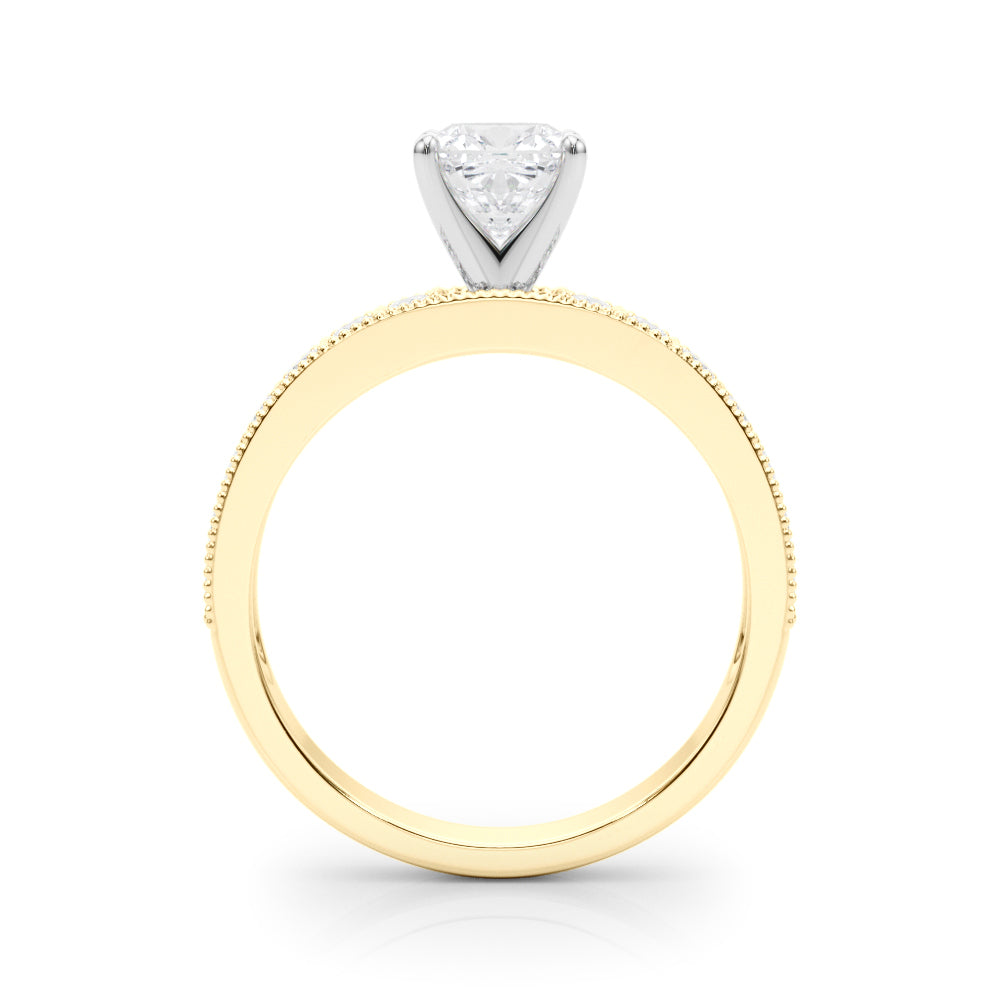Couture Diamond Eng-Ring Round Diamond Engagement Ring — 9K/18K Gold & Platinum