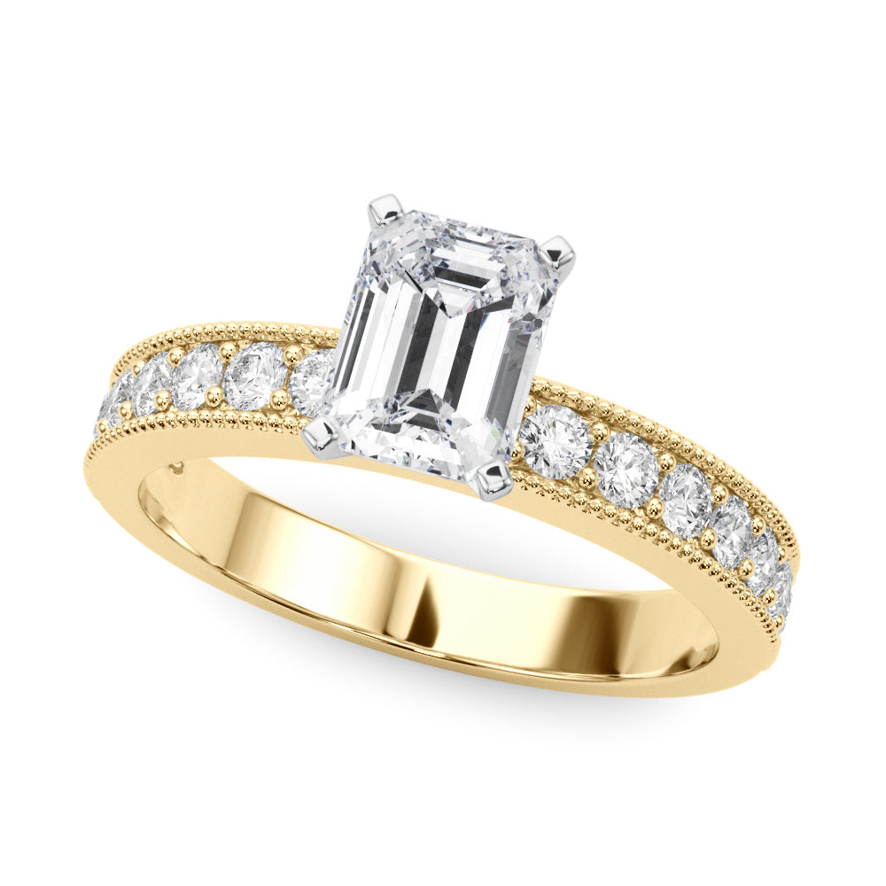 Couture Diamond Eng-Ring Round Diamond Engagement Ring — 9K/18K Gold & Platinum
