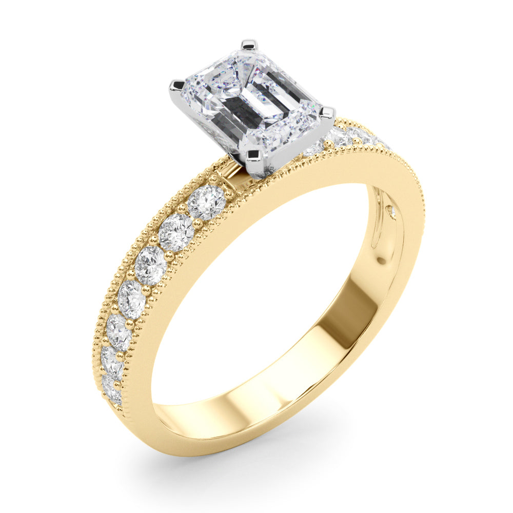 Couture Diamond Eng-Ring Round Diamond Engagement Ring — 9K/18K Gold & Platinum