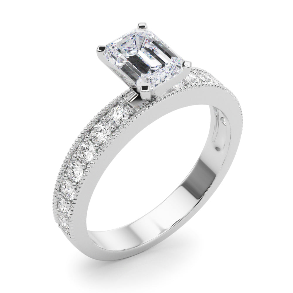 Couture Diamond Eng-Ring Round Diamond Engagement Ring — 9K/18K Gold & Platinum