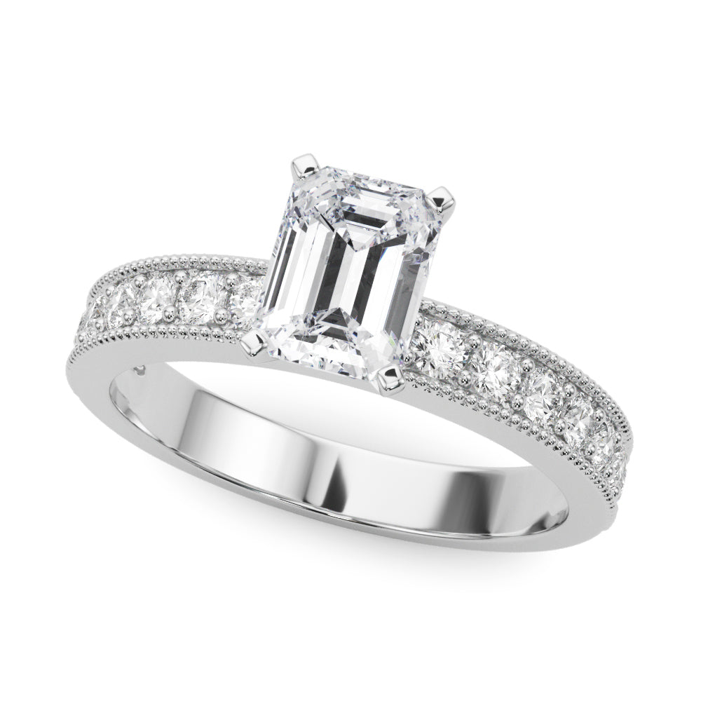 Couture Diamond Eng-Ring Round Diamond Engagement Ring — 9K/18K Gold & Platinum