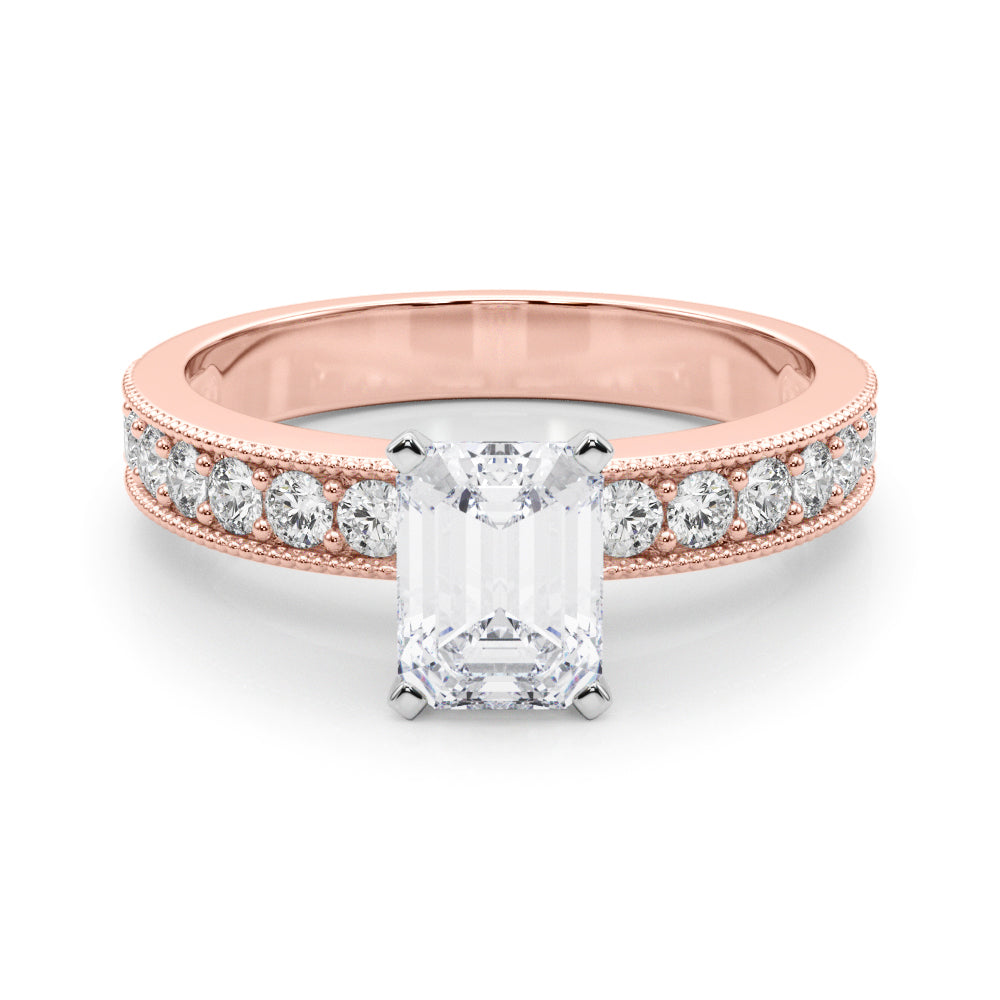 Couture Diamond Eng-Ring Round Diamond Engagement Ring — 9K/18K Gold & Platinum