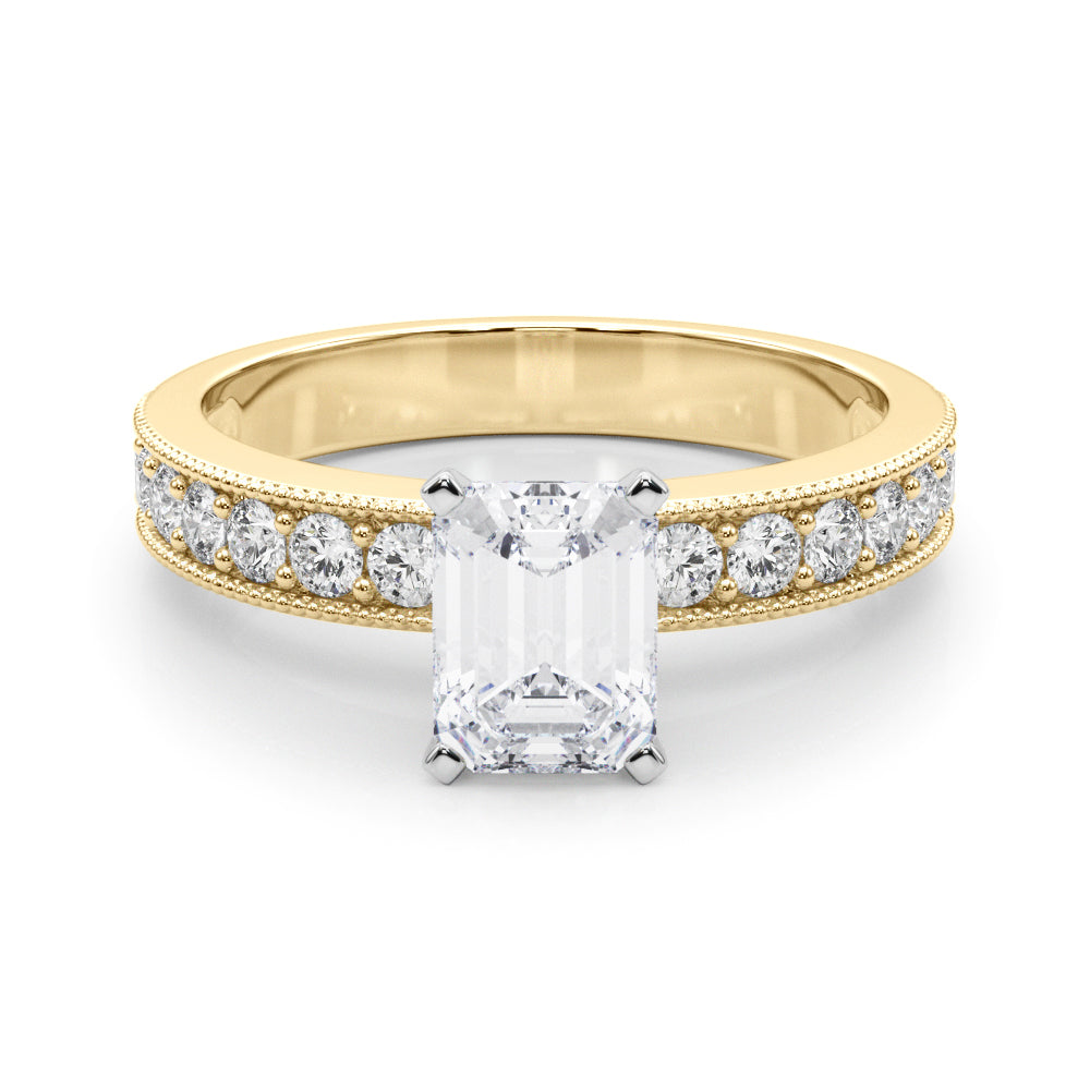 Couture Diamond Eng-Ring Round Diamond Engagement Ring — 9K/18K Gold & Platinum