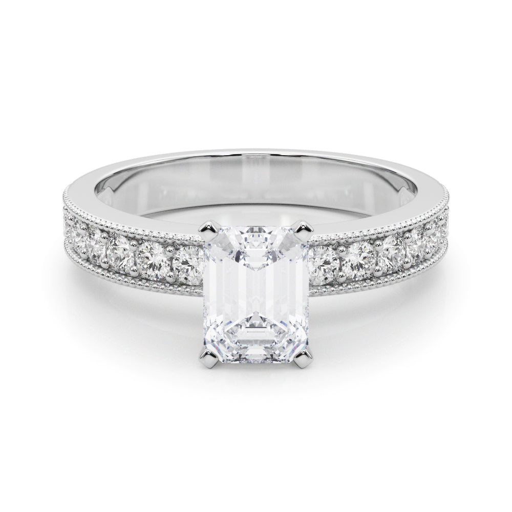 Couture Diamond Eng-Ring Round Diamond Engagement Ring — 9K/18K Gold & Platinum