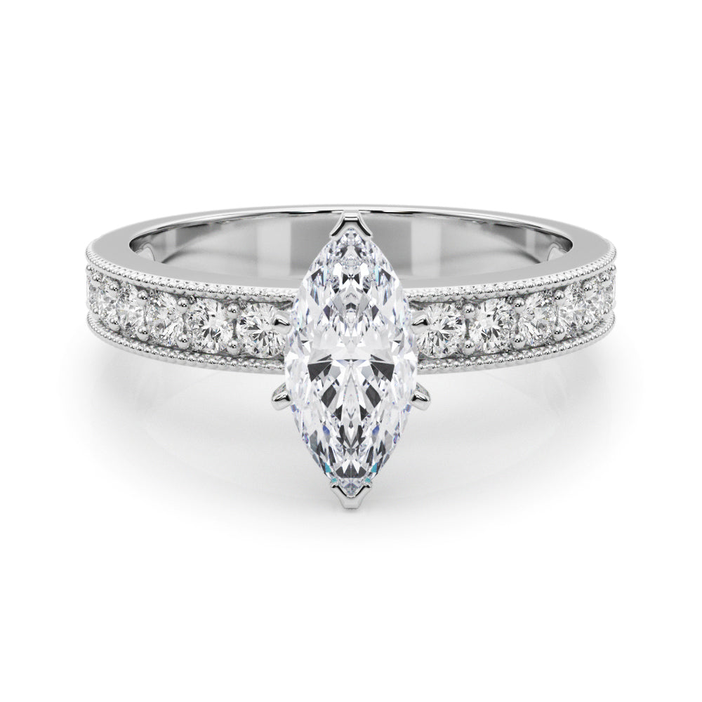 Couture Diamond Eng-Ring Round Diamond Engagement Ring — 9K/18K Gold & Platinum