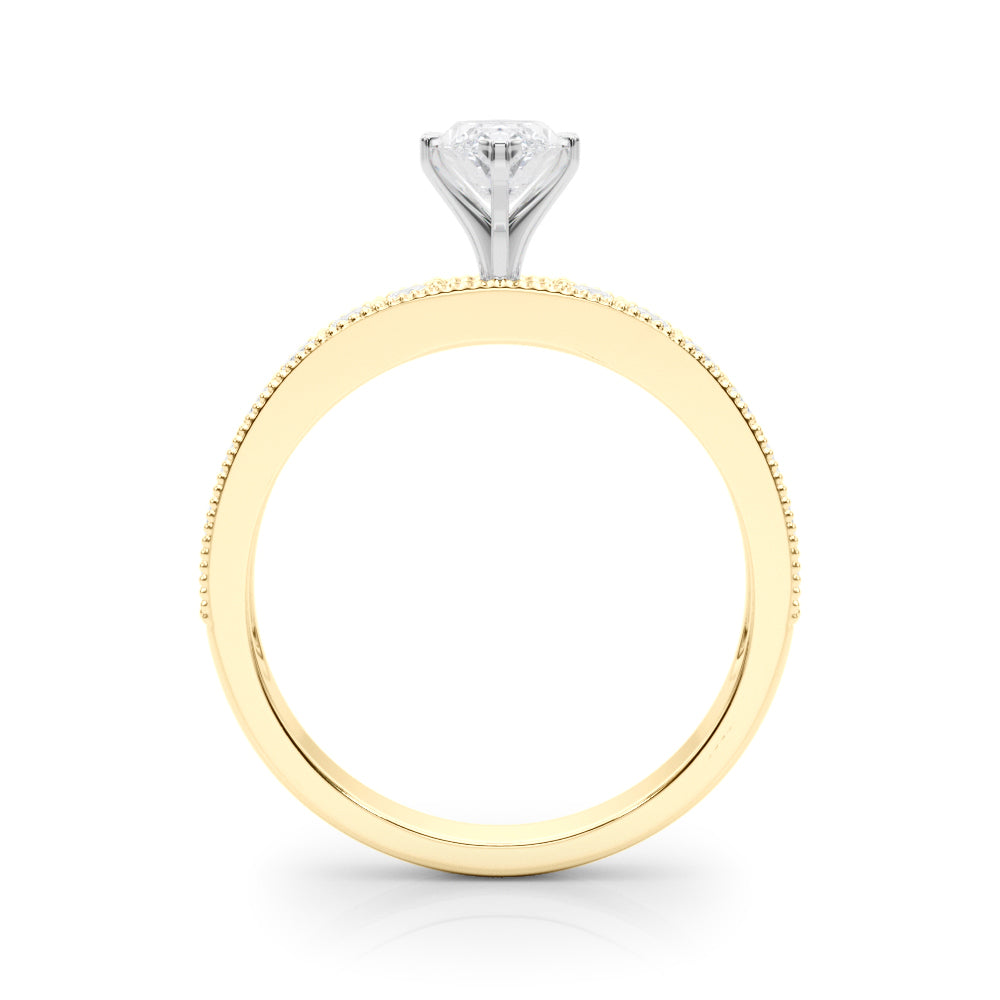 Couture Diamond Eng-Ring Round Diamond Engagement Ring — 9K/18K Gold & Platinum