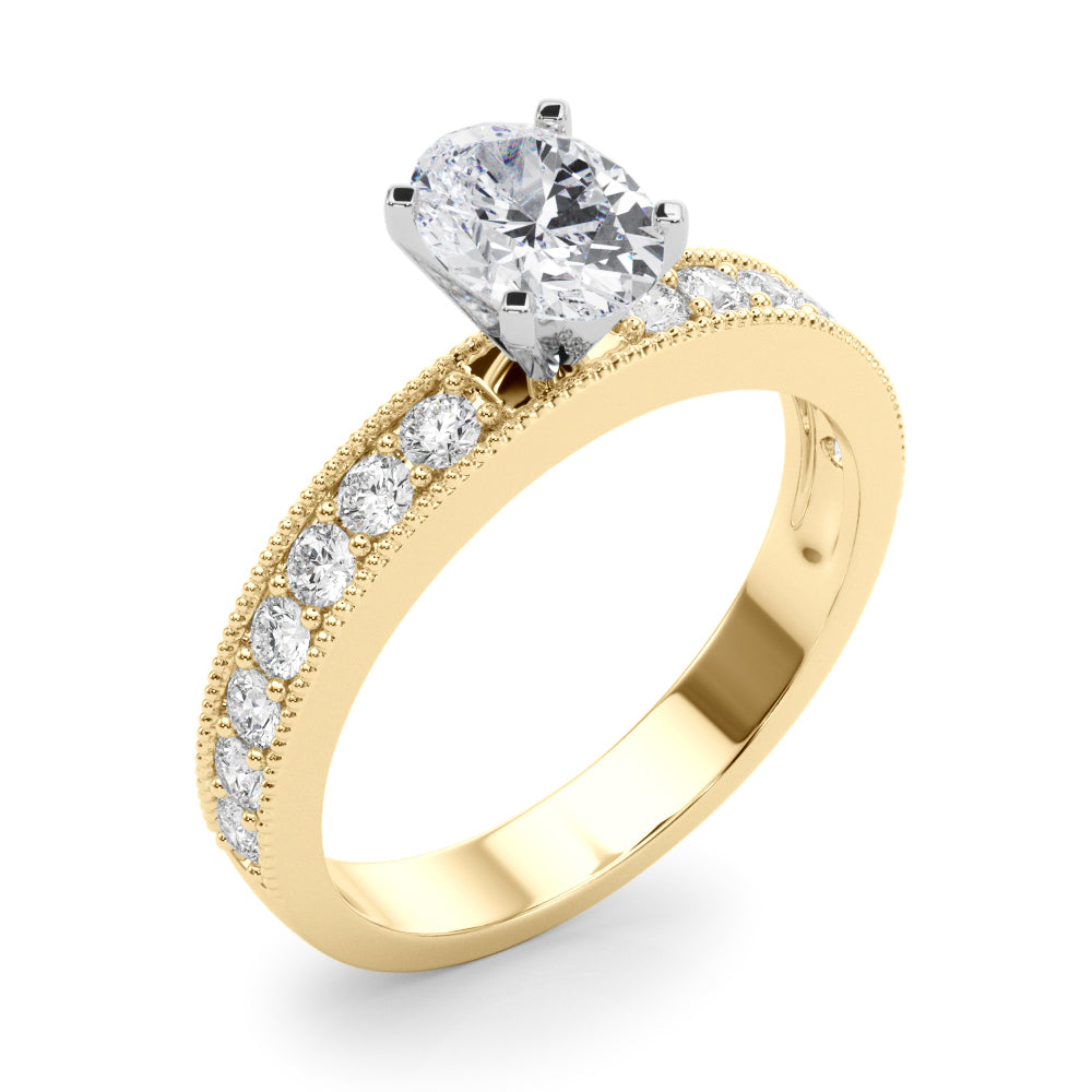 Couture Diamond Eng-Ring Round Diamond Engagement Ring — 9K/18K Gold & Platinum