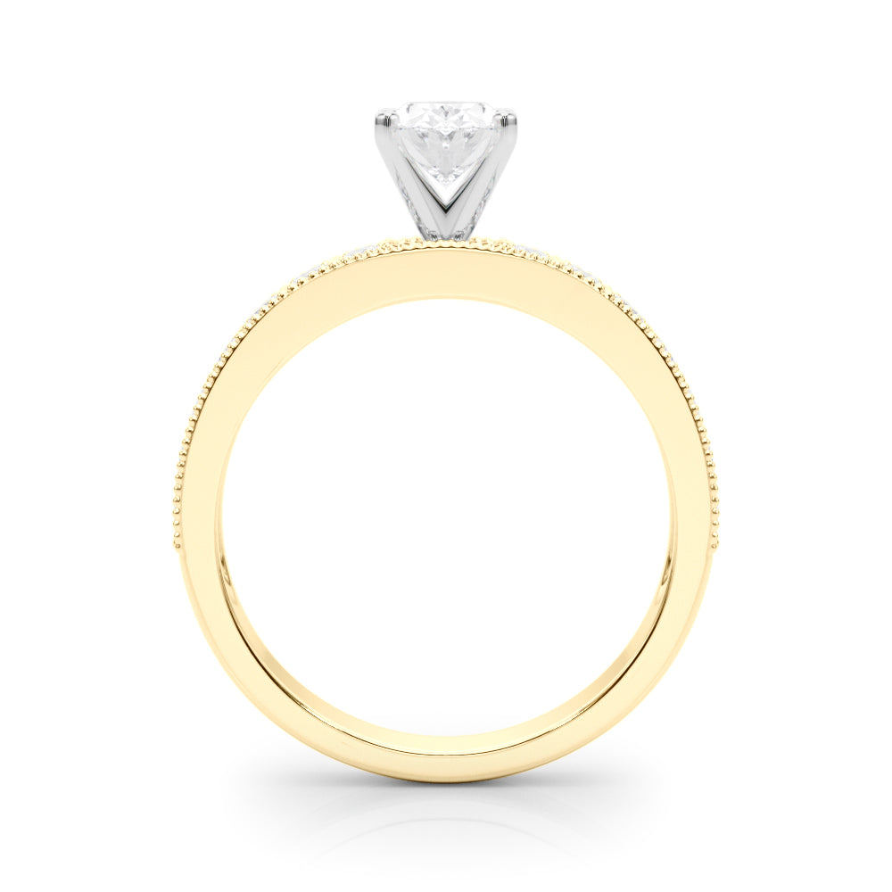 Couture Diamond Eng-Ring Round Diamond Engagement Ring — 9K/18K Gold & Platinum
