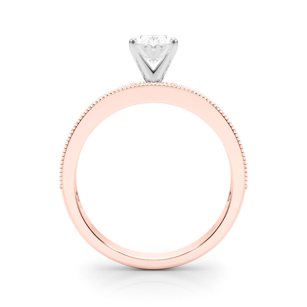 Couture Diamond Eng-Ring Round Diamond Engagement Ring — 9K/18K Gold & Platinum