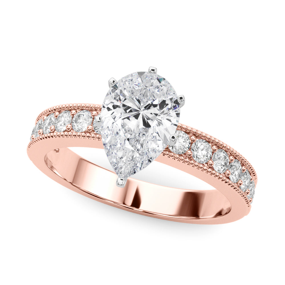 Couture Diamond Eng-Ring Round Diamond Engagement Ring — 9K/18K Gold & Platinum