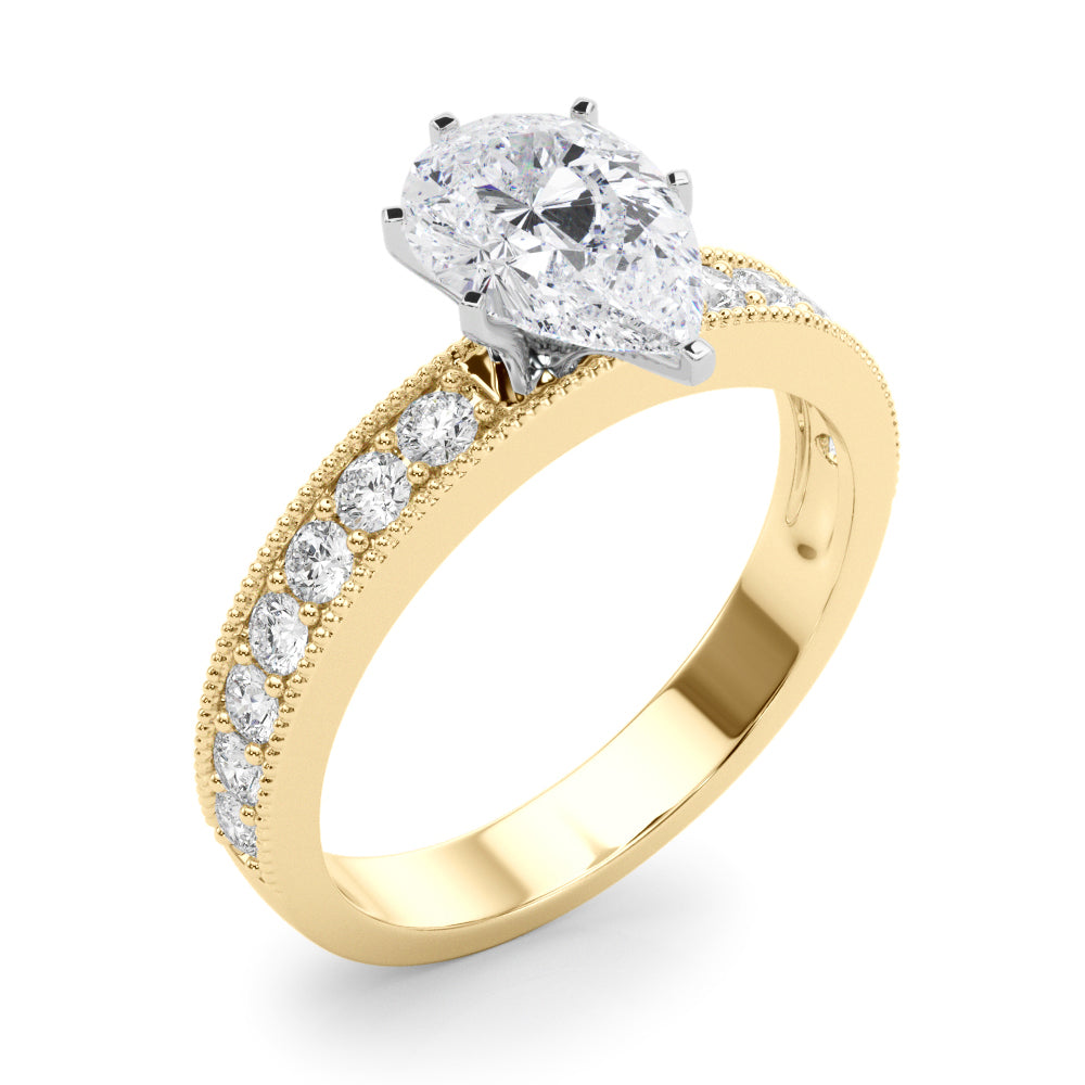 Couture Diamond Eng-Ring Round Diamond Engagement Ring — 9K/18K Gold & Platinum