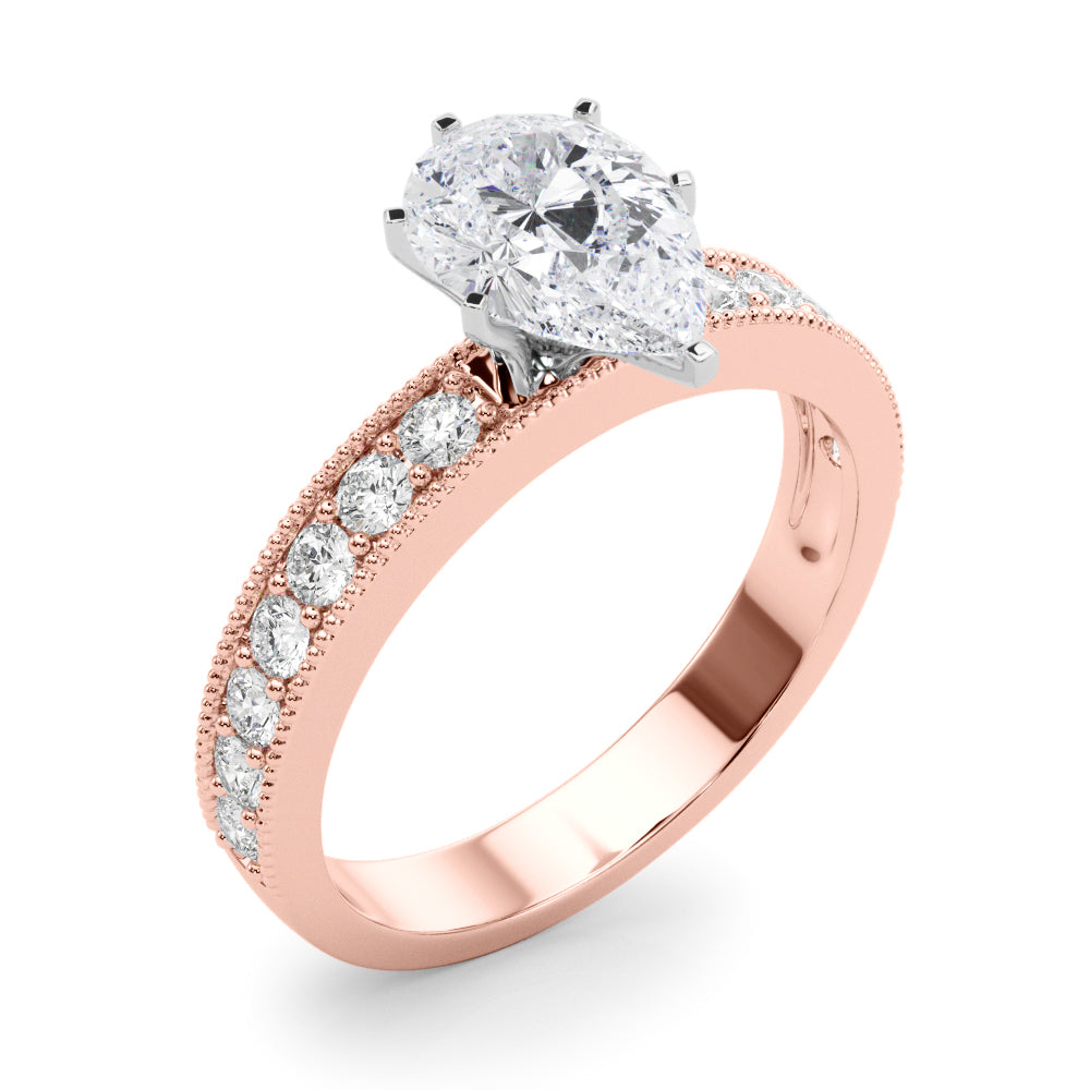 Couture Diamond Eng-Ring Round Diamond Engagement Ring — 9K/18K Gold & Platinum