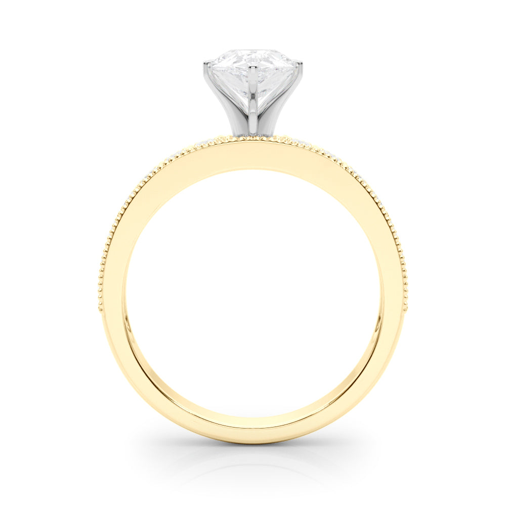 Couture Diamond Eng-Ring Round Diamond Engagement Ring — 9K/18K Gold & Platinum