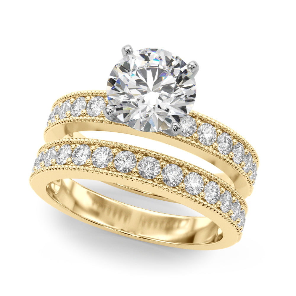Couture Diamond Eng-Ring Round Diamond Engagement Ring — 9K/18K Gold & Platinum