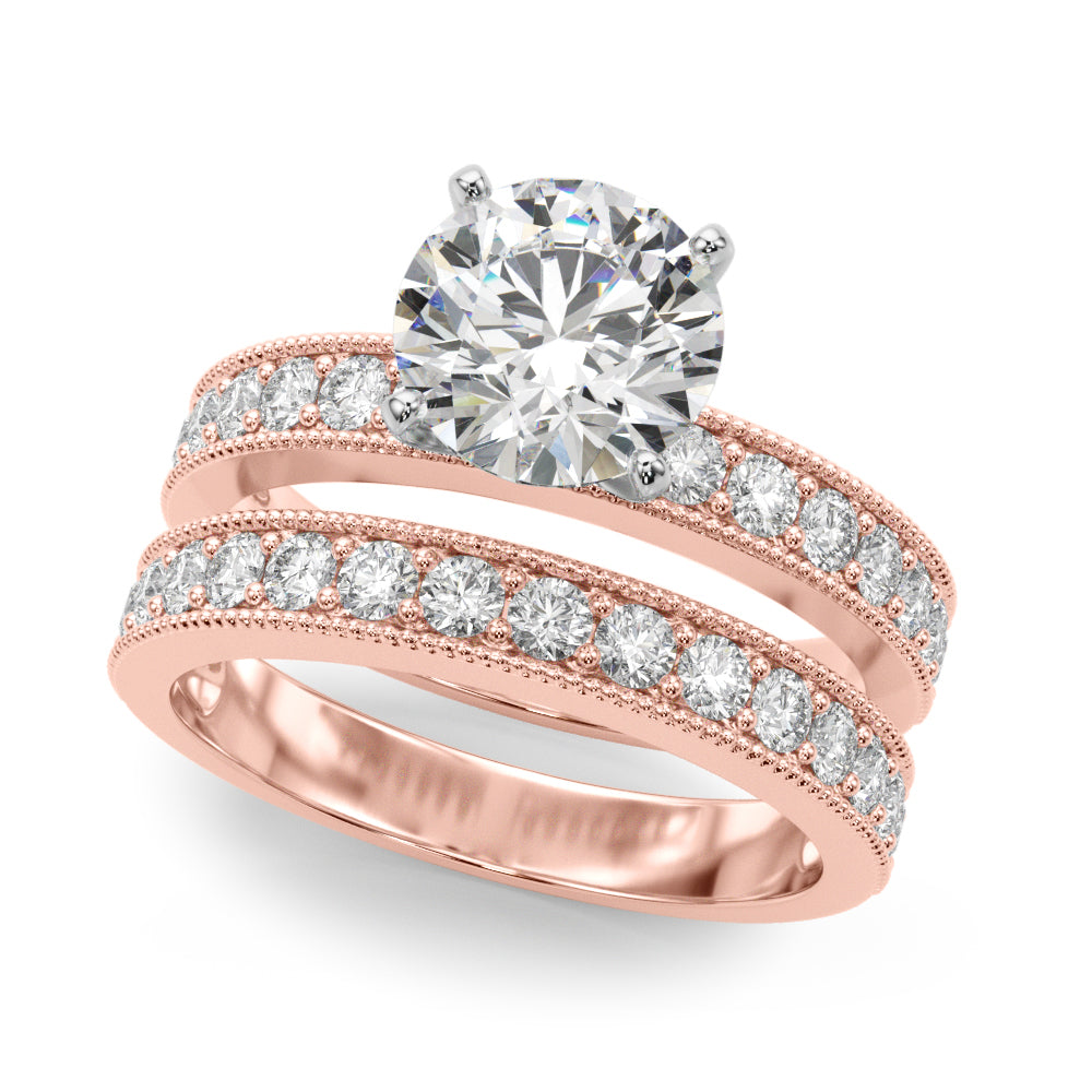 Couture Diamond Eng-Ring Round Diamond Engagement Ring — 9K/18K Gold & Platinum