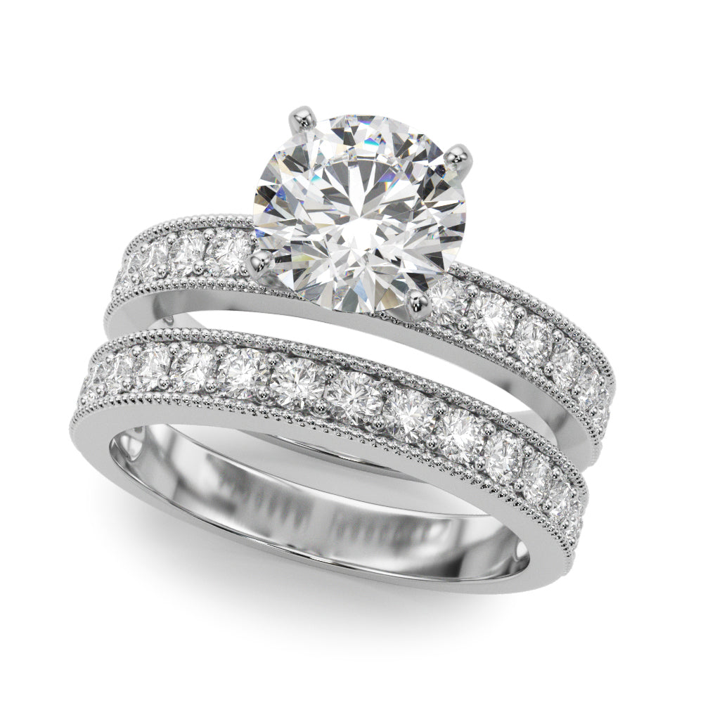 Couture Diamond Eng-Ring Round Diamond Engagement Ring — 9K/18K Gold & Platinum