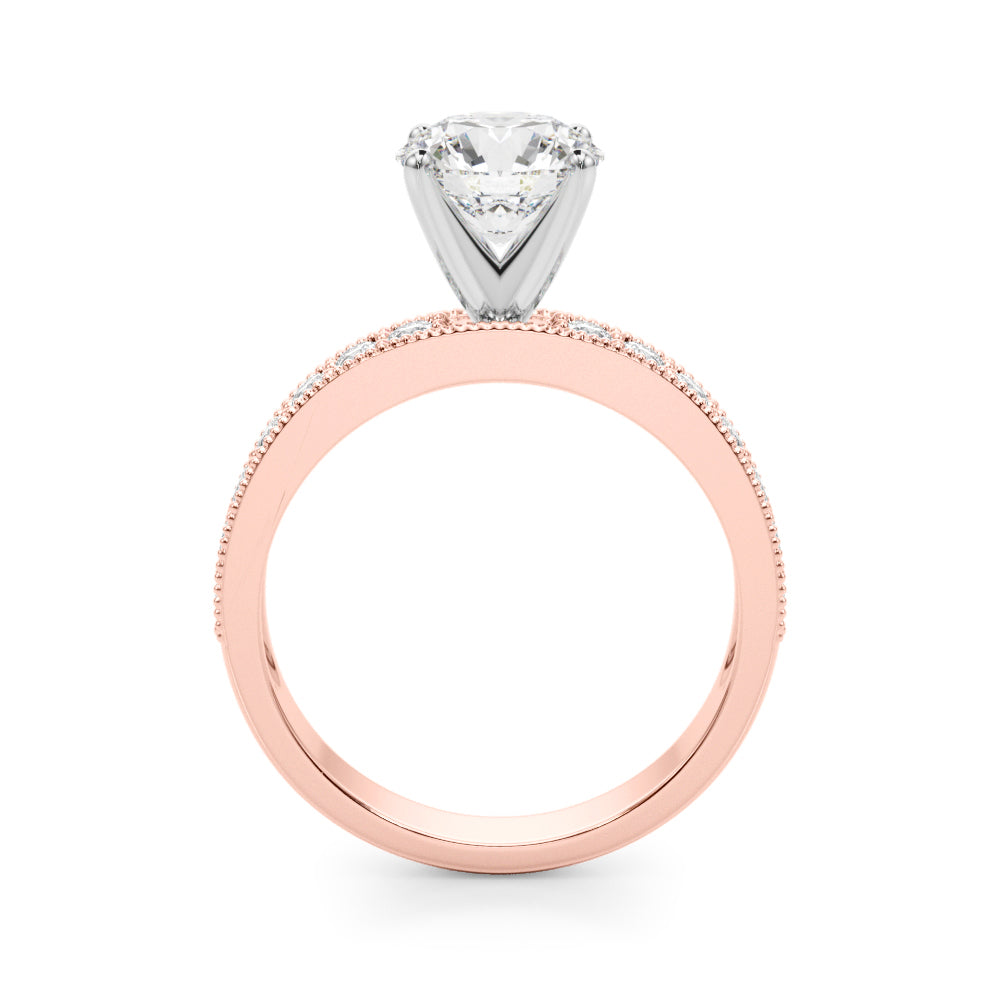 Couture Diamond Eng-Ring Round Diamond Engagement Ring — 9K/18K Gold & Platinum
