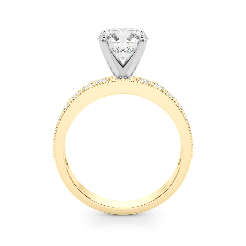 Couture Diamond Eng-Ring Round Diamond Engagement Ring — 9K/18K Gold & Platinum