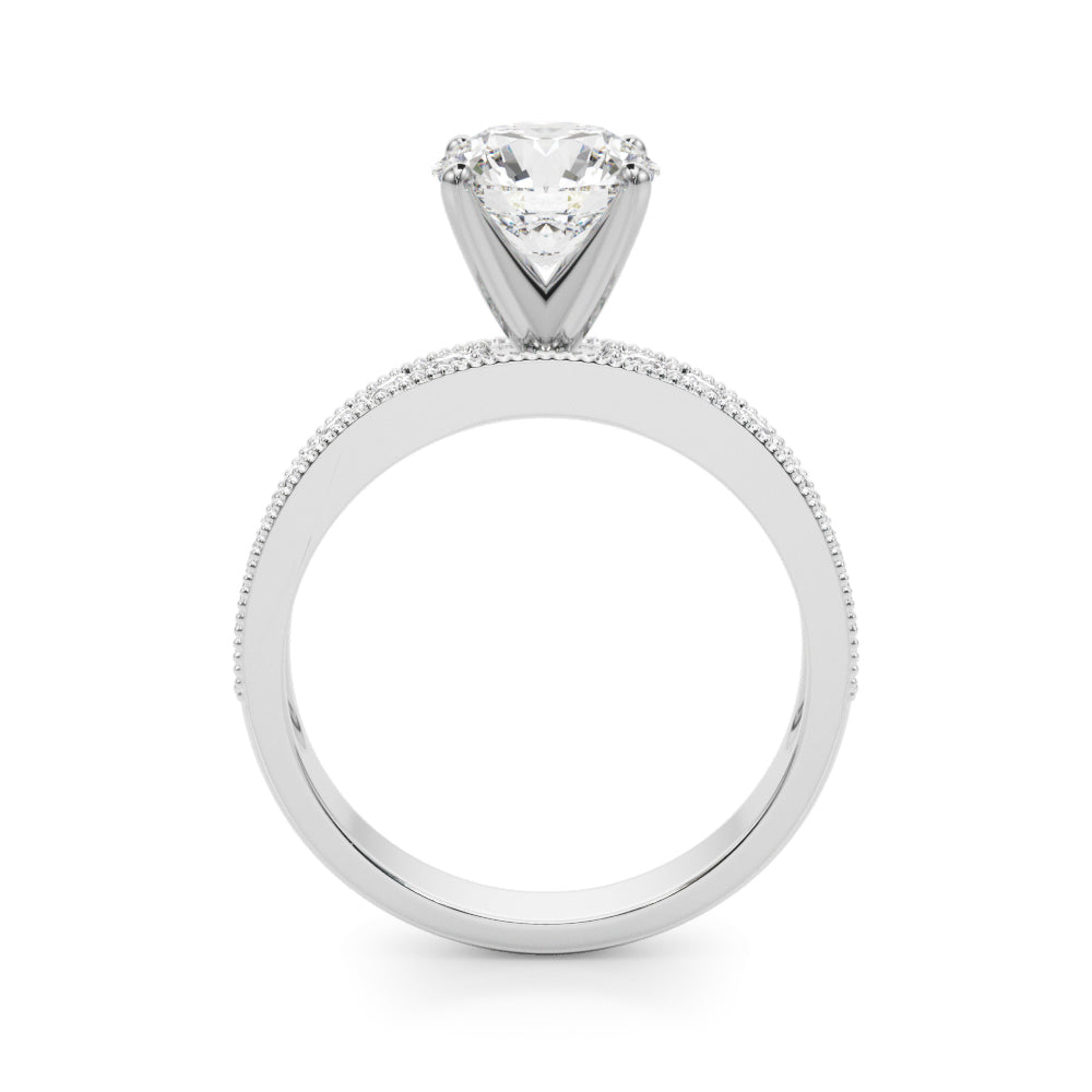 Couture Diamond Eng-Ring Round Diamond Engagement Ring — 9K/18K Gold & Platinum