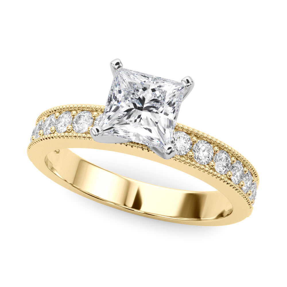Couture Diamond Eng-Ring Round Diamond Engagement Ring — 9K/18K Gold & Platinum
