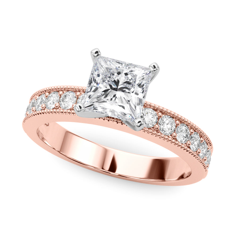 Couture Diamond Eng-Ring Round Diamond Engagement Ring — 9K/18K Gold & Platinum