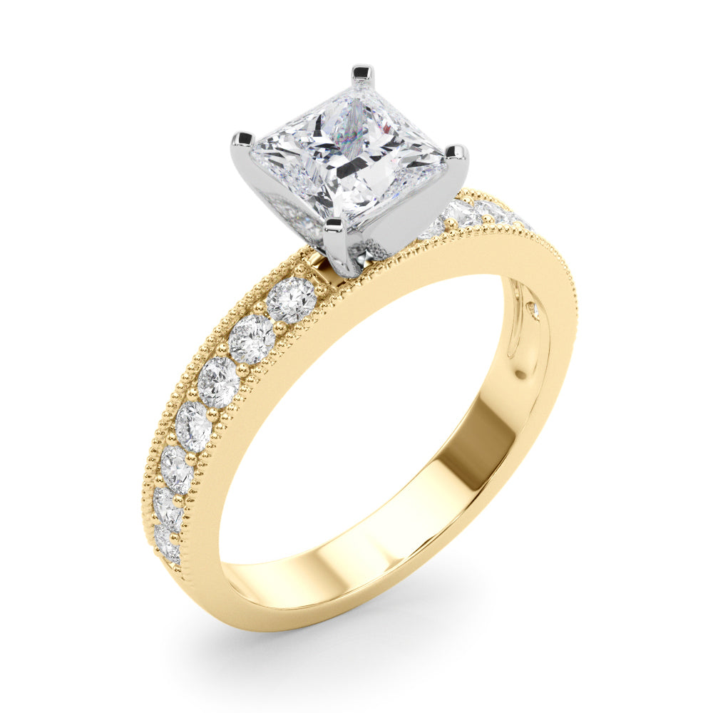 Couture Diamond Eng-Ring Round Diamond Engagement Ring — 9K/18K Gold & Platinum