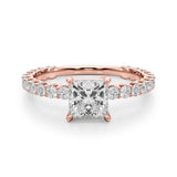 Romantic Sidestone Princess Diamond Engagement Ring — 9K/18K Gold & Platinum