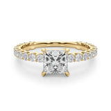 Romantic Sidestone Princess Diamond Engagement Ring — 9K/18K Gold & Platinum