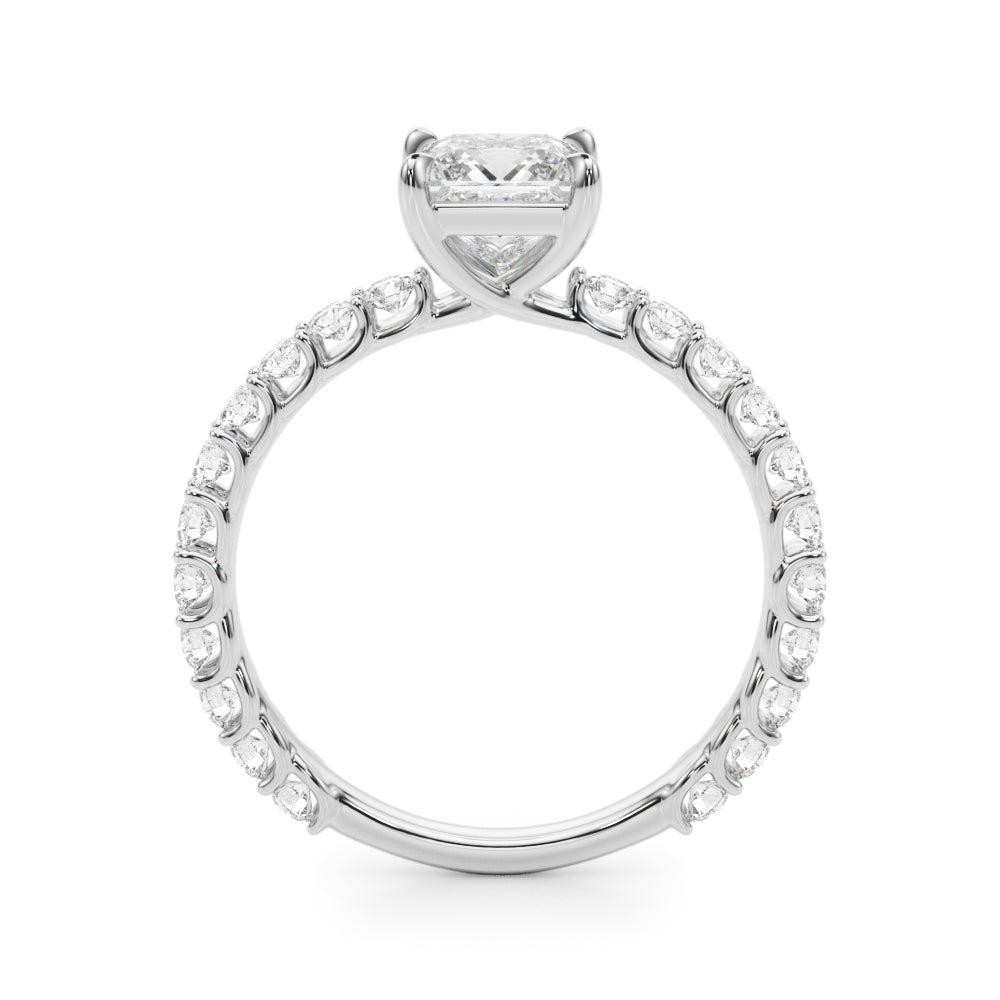 Romantic Sidestone Princess Diamond Engagement Ring — 9K/18K Gold & Platinum