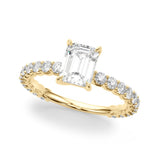 Statement Sidestone Emerald Diamond Engagement Ring — 9K/18K Gold & Platinum