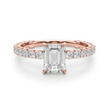 Statement Sidestone Emerald Diamond Engagement Ring — 9K/18K Gold & Platinum