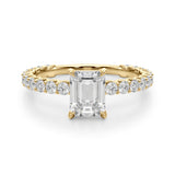 Statement Sidestone Emerald Diamond Engagement Ring — 9K/18K Gold & Platinum