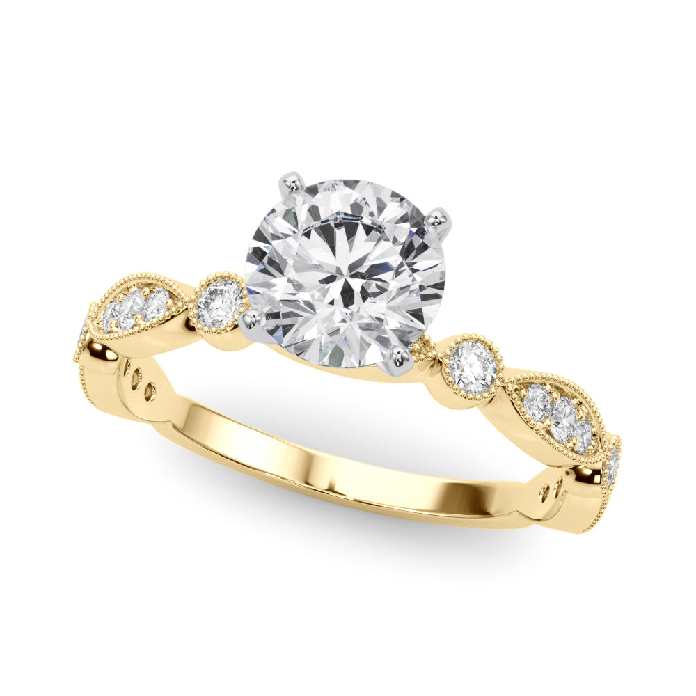 Pristine Sidestone Round Diamond Engagement Ring — 9K/18K Gold & Platinum