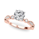 Pristine Sidestone Round Diamond Engagement Ring — 9K/18K Gold & Platinum