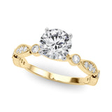 Pristine Sidestone Round Diamond Engagement Ring — 9K/18K Gold & Platinum
