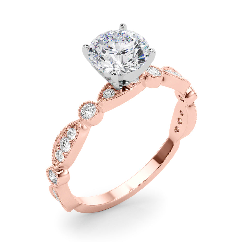 Pristine Sidestone Round Diamond Engagement Ring — 9K/18K Gold & Platinum