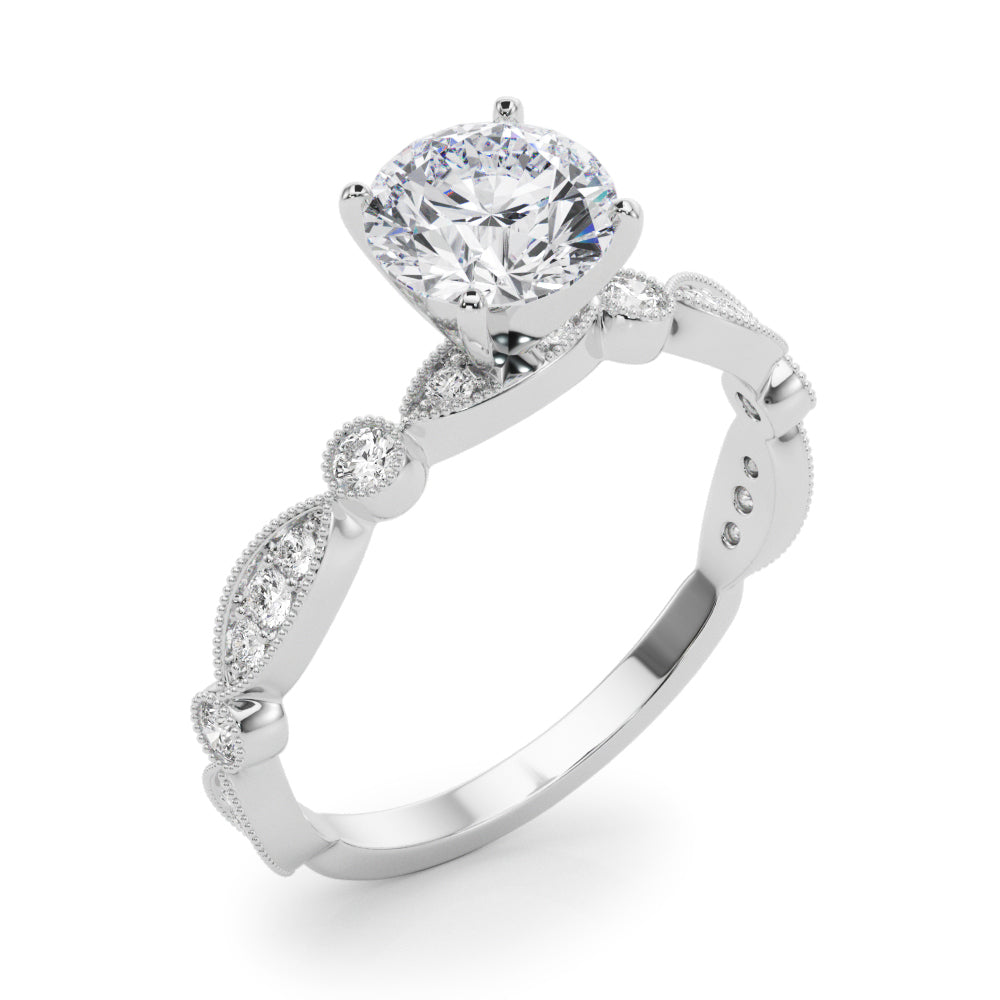 Pristine Sidestone Round Diamond Engagement Ring — 9K/18K Gold & Platinum