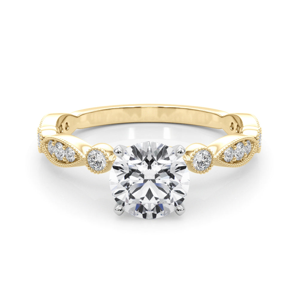 Pristine Sidestone Round Diamond Engagement Ring — 9K/18K Gold & Platinum