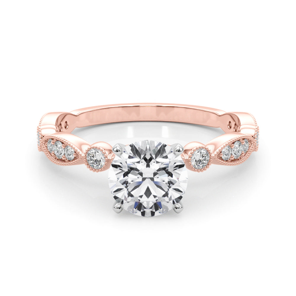 Pristine Sidestone Round Diamond Engagement Ring — 9K/18K Gold & Platinum