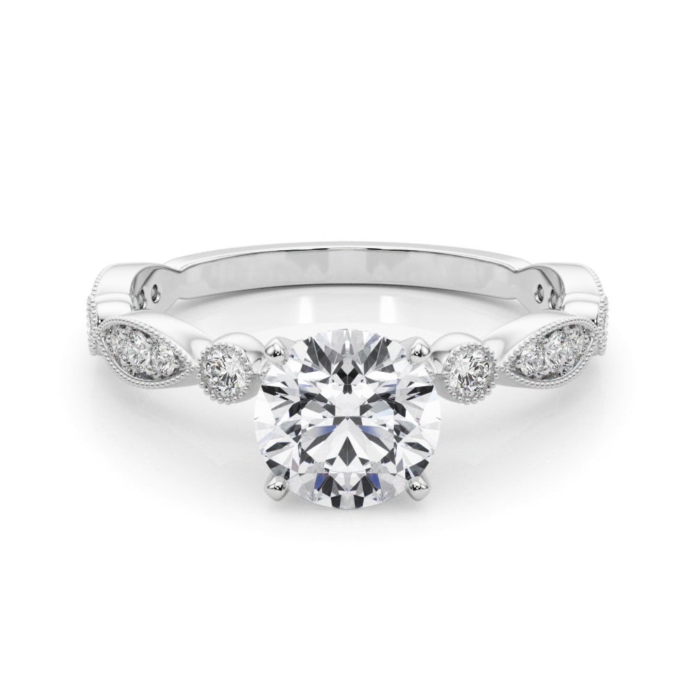 Pristine Sidestone Round Diamond Engagement Ring — 9K/18K Gold & Platinum