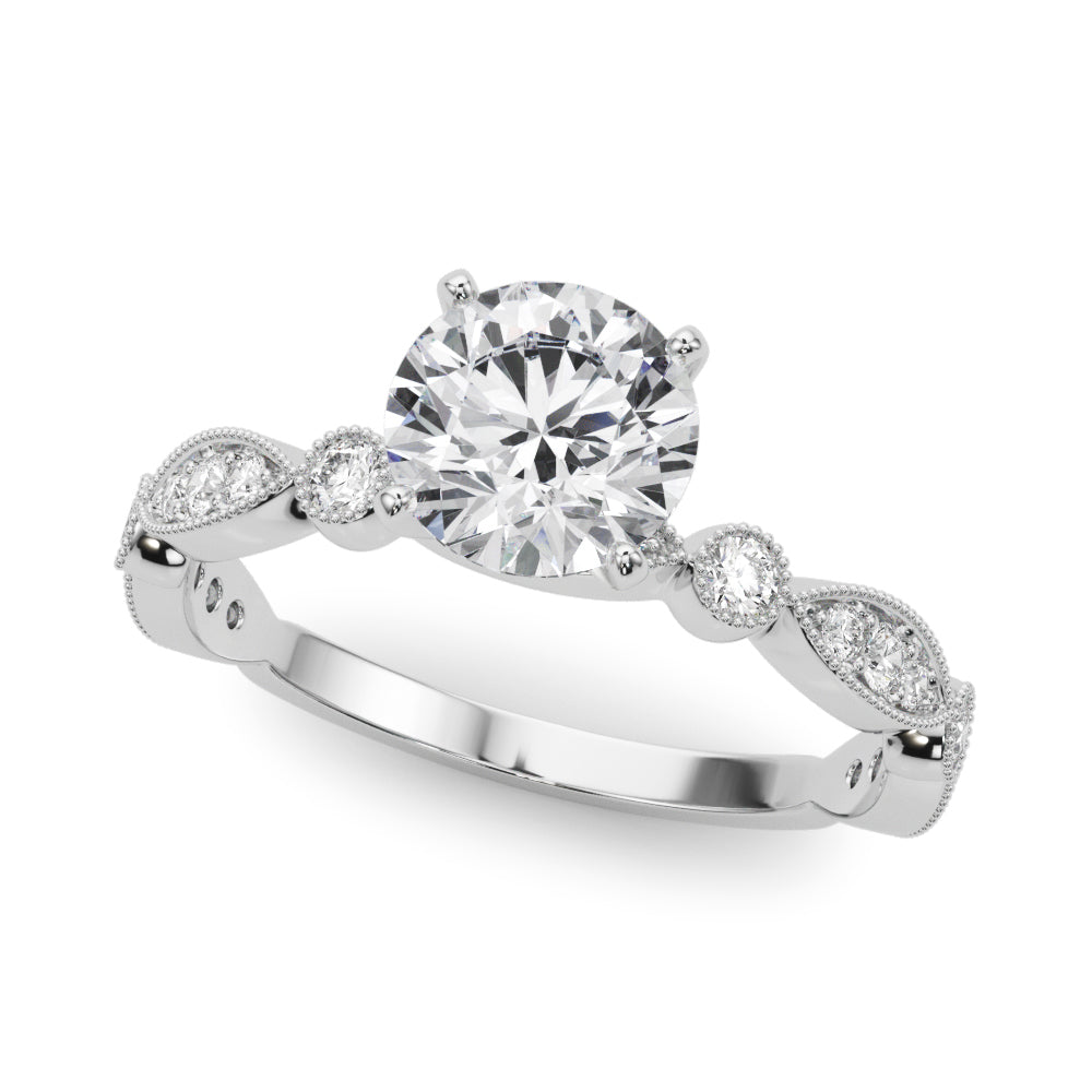 Pristine Sidestone Round Diamond Engagement Ring — 9K/18K Gold & Platinum