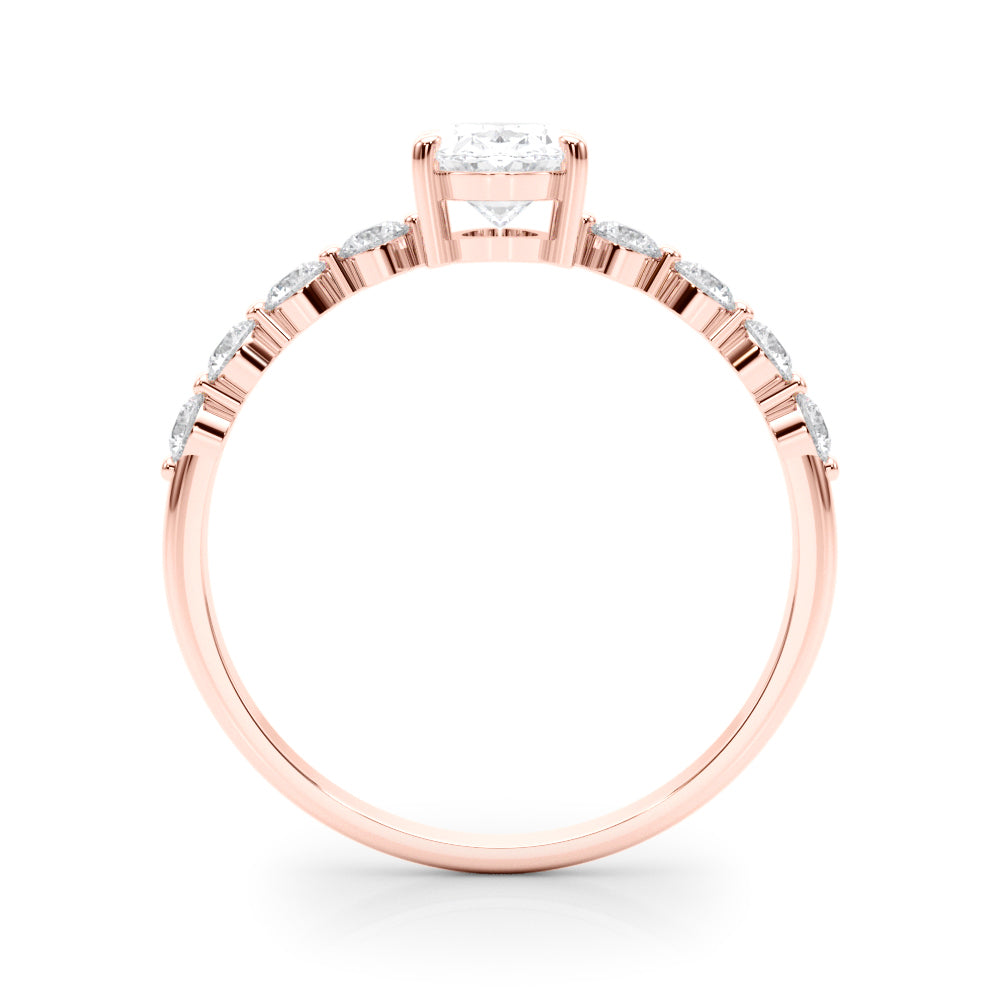 Elegant Single Row Shared Pr Eng Ring Oval Diamond Engagement Ring — 9K/18K Gold & Platinum