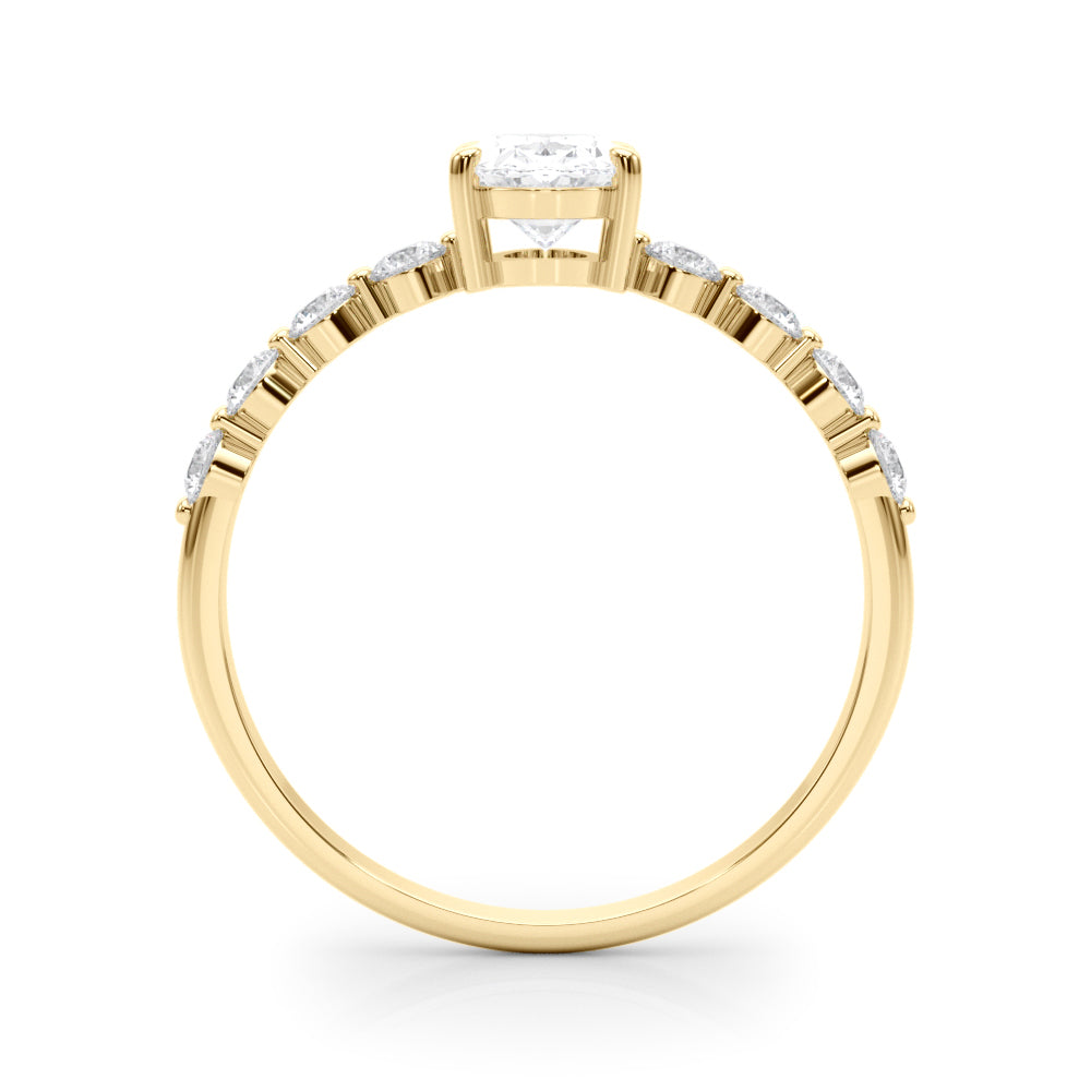 Elegant Single Row Shared Pr Eng Ring Oval Diamond Engagement Ring — 9K/18K Gold & Platinum