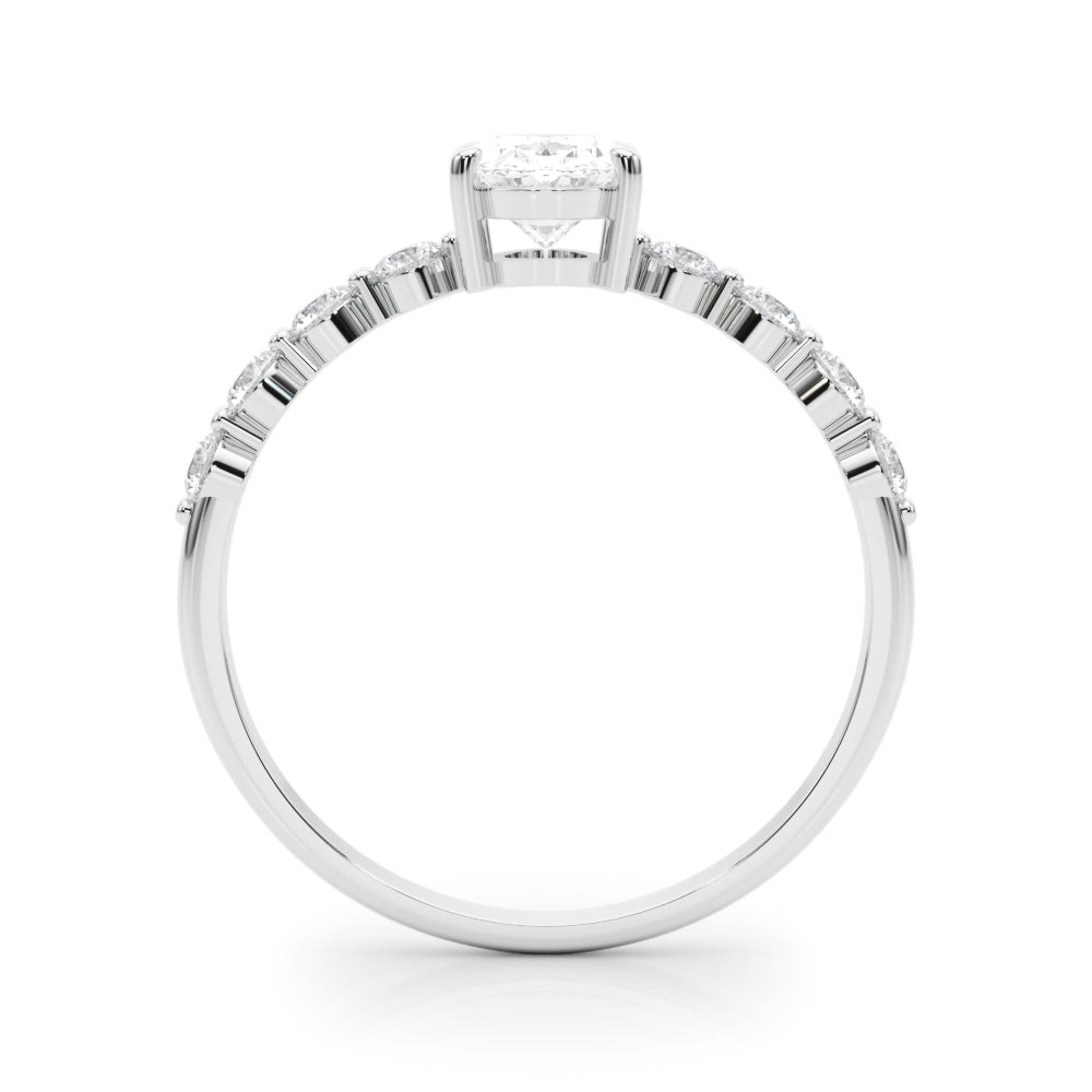 Elegant Single Row Shared Pr Eng Ring Oval Diamond Engagement Ring — 9K/18K Gold & Platinum