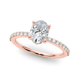 Timeless Hidden Halo Ov Single Row Oval Diamond Engagement Ring — 9K/18K Gold & Platinum