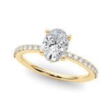 Timeless Hidden Halo Ov Single Row Oval Diamond Engagement Ring — 9K/18K Gold & Platinum